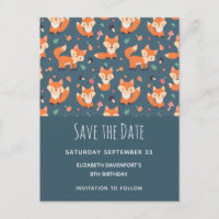 Cute Orange Fox Pattern Save the Date