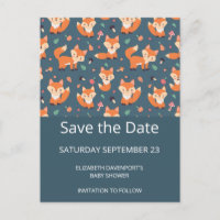 Cute Orange Fox Pattern Save the Date