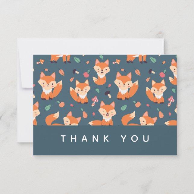Cute Orange Fox Pattern Thank You (Front)