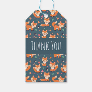 Cute Orange Fox Pattern Thank You Gift Tags