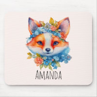Cute Orange Fox with Floral Crown