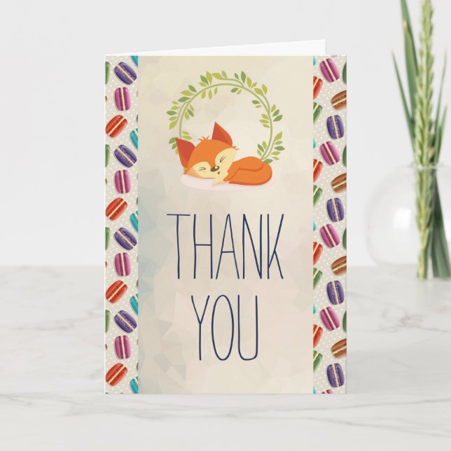Cute Orange Fox with Wreath Thank You Card (Front)