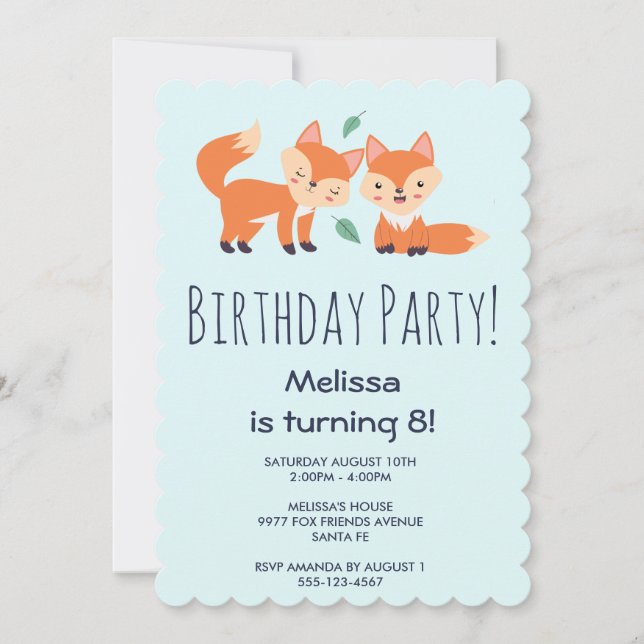 Cute Orange Foxes Birthday (Front)