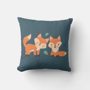 Cute Orange Foxes Graphic Illustration Cushion