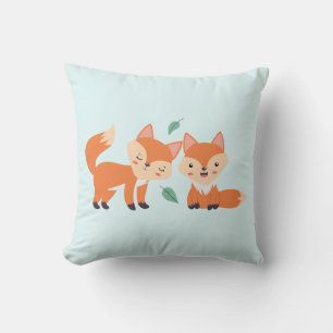 Cute Orange Foxes Graphic Illustration Cushion