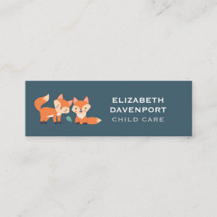 Cute Orange Foxes Graphic Illustration Mini Business Card