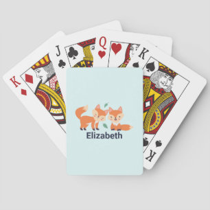 Cute Orange Foxes Graphic Illustration Playing Cards