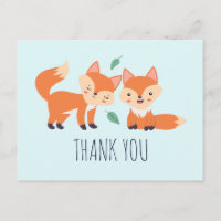 Cute Orange Foxes Graphic Illustration Thank You