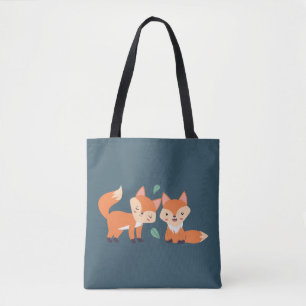 Cute Orange Foxes Graphic Illustration Tote Bag