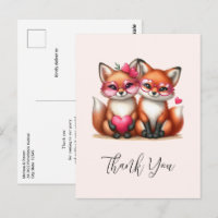 Cute Orange Foxes in Love Thank You