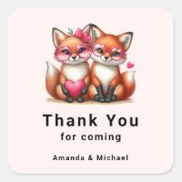 Cute Orange Foxes in Love Thank You