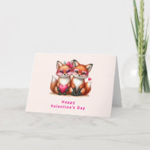 Cute Orange Foxes in Love Valentine's Day
