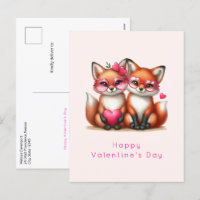Cute Orange Foxes in Love Valentine's Day