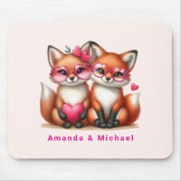 Cute Orange Foxes in Love Valentine's Day