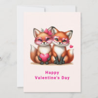 Cute Orange Foxes in Love Valentine's