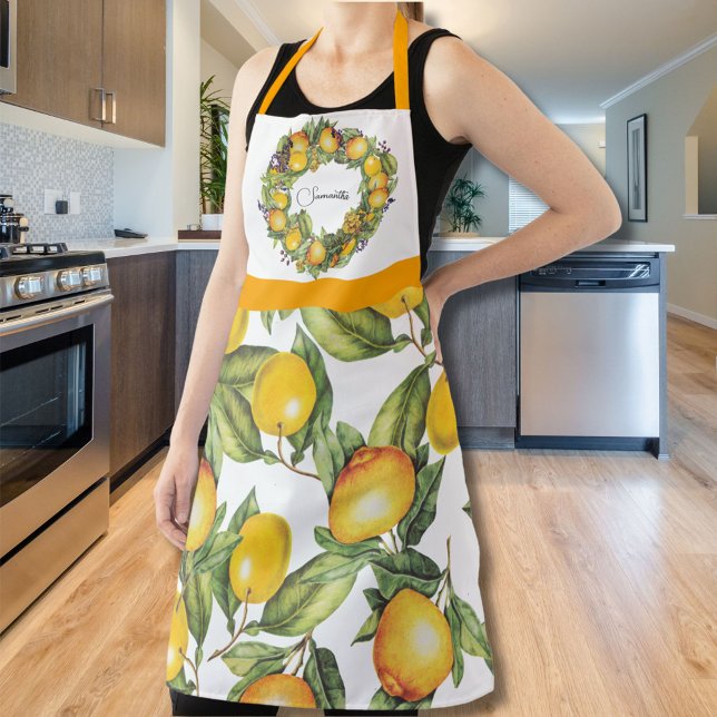 Cute Orange Fruit Design Personalised Name  Apron (Creator Uploaded)