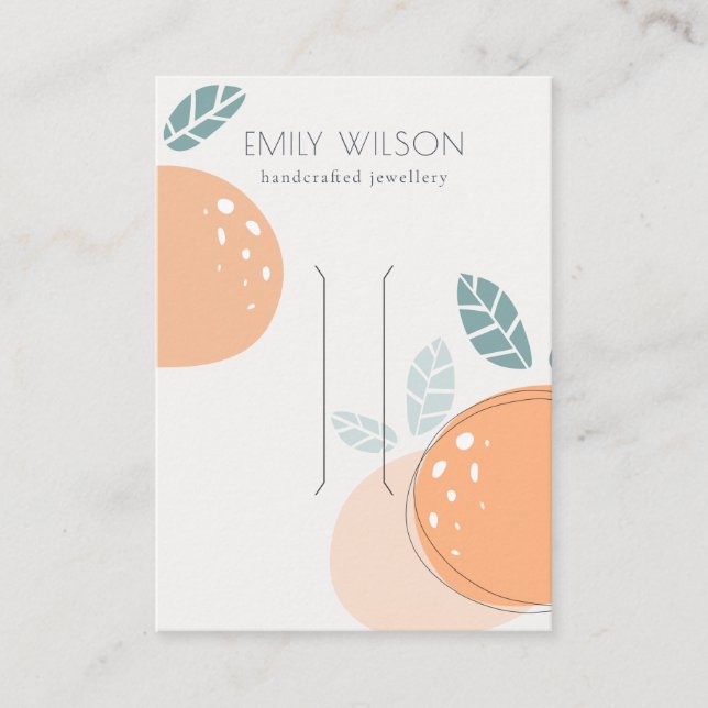 Cute Orange Fruity Abstract Bold Hair Clip Display Business Card (Front)