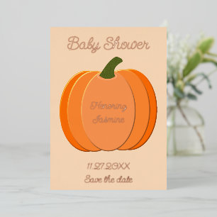 Cute Orange Gender Neutral Pumpkin Baby Shower