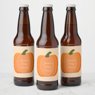 Cute Orange Gender Neutral Pumpkin Baby Shower Beer Bottle Label