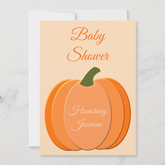Cute Orange Gender Neutral Pumpkin Baby Shower Invitation (Front)
