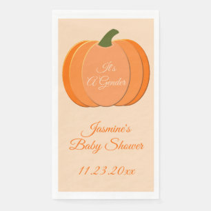 Cute Orange Gender Neutral Pumpkin Baby Shower Napkin