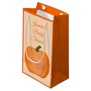 Cute Orange Gender Neutral Pumpkin Baby Shower Small Gift Bag
