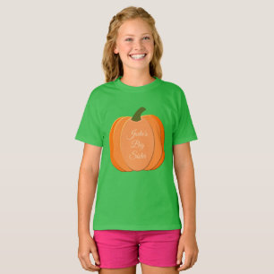 Cute Orange Gender Neutral Pumpkin Big Sister T-Shirt