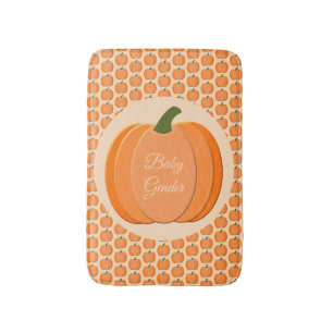 Cute Orange Gender Neutral Pumpkin Custom Bath Mat