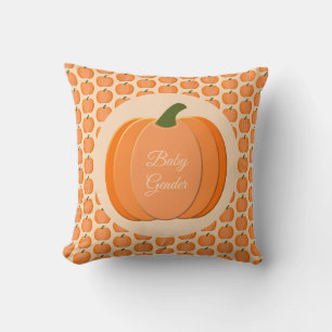 Cute Orange Gender Neutral Pumpkin Custom Cushion