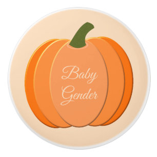 Cute Orange Gender Neutral Pumpkin Custom Nursery Ceramic Knob