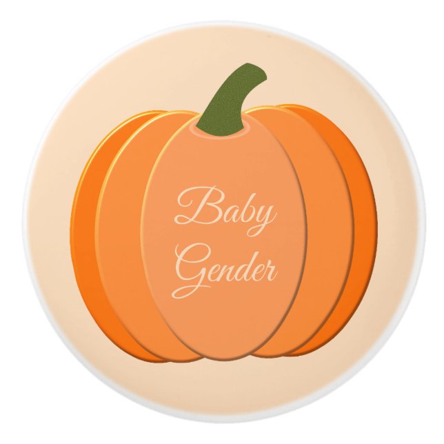 Cute Orange Gender Neutral Pumpkin Custom Nursery Ceramic Knob (Front)