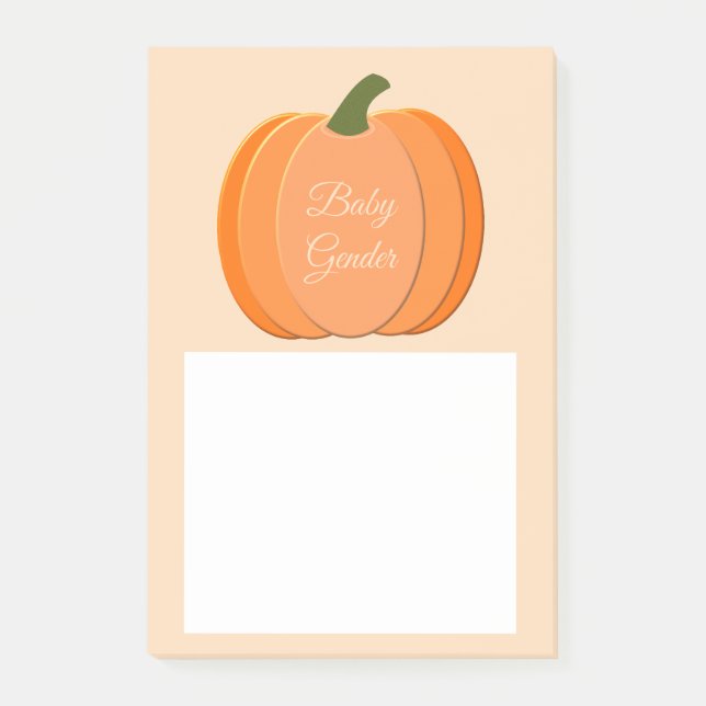 Cute Orange Gender Neutral Pumpkin Custom Post-it Notes (Front)