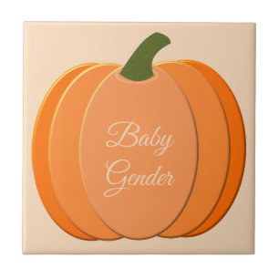 Cute Orange Gender Neutral Pumpkin Custom Tile