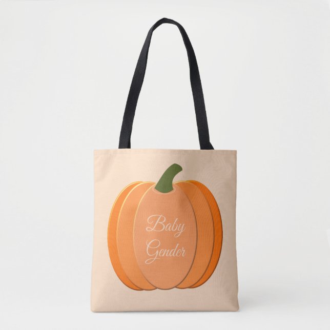Cute Orange Gender Neutral Pumpkin Custom Tote Bag (Front)