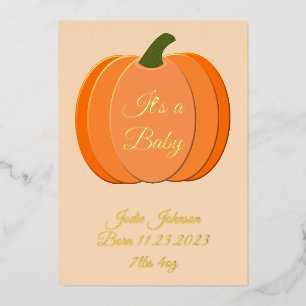 Cute Orange Gender Neutral Pumpkin Gender Reveal