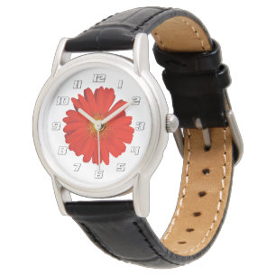 Cute Orange Gerbera Flowers with numbers Watch