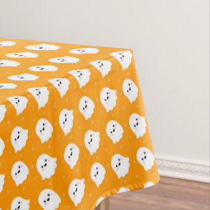 Cute Orange Ghost Pattern – Halloween Design Tablecloth