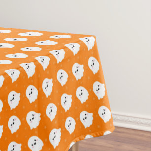 Cute Orange Ghost Pattern – Halloween Design Tablecloth