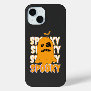 Cute Orange Ghost Spooky Season Halloween Design iPhone 15 Case