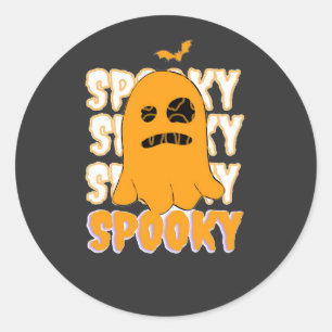 Cute Orange Ghost Spooky Season Halloween Design Classic Round Sticker