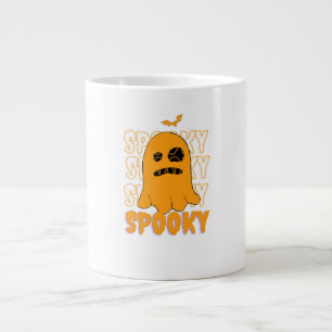Cute Orange Ghost Spooky Season Halloween Design Large Coffee Mug