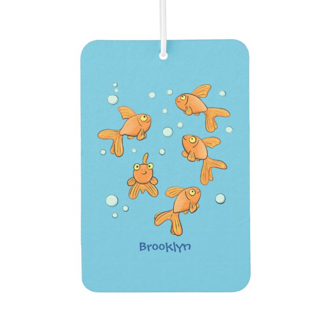 Cute orange goldfish cartoon illustration  car air freshener (Front)