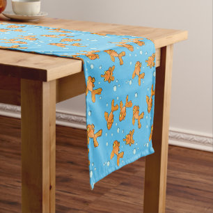 Cute orange goldfish cartoon illustration short table runner