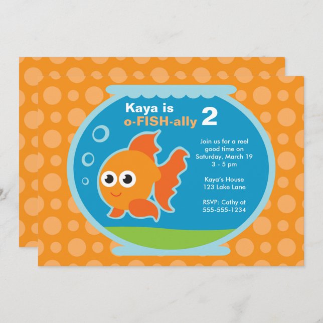 Cute Orange Goldfish Invitation (Front/Back)