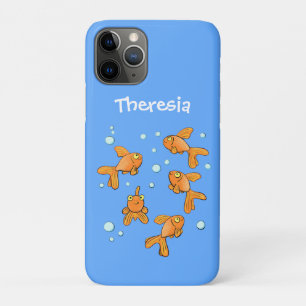 Cute orange goldfish on blue cartoon illustration Case-Mate iPhone case