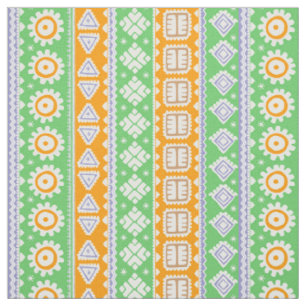 Cute orange green ethnic patterns design fabric
