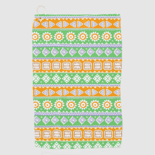Cute orange green ethnic patterns design golf towel