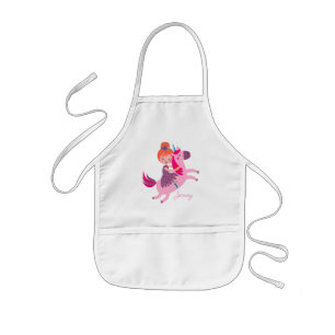 Cute Orange Haired Girl Riding on a Unicorn Kids Apron
