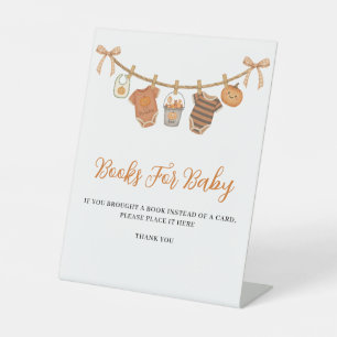 Cute Orange Halloween Baby Shower Books For Baby Pedestal Sign