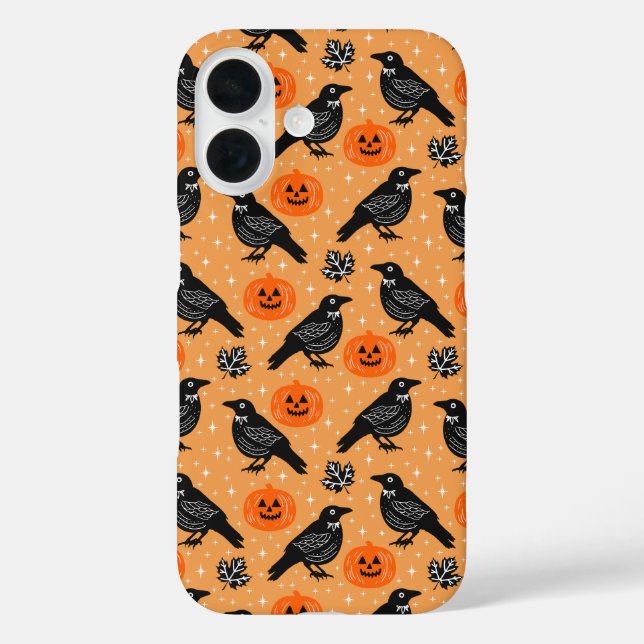 Cute Orange Halloween Crow Pumpkin Pattern  Case-Mate iPhone Case (Back)
